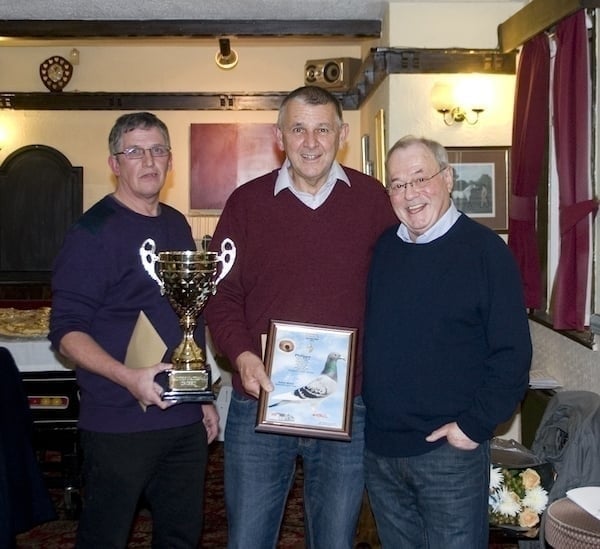 Runner up at the Sportsman FC Bob McKie flanked by Tom Riddle & Rod Adams
