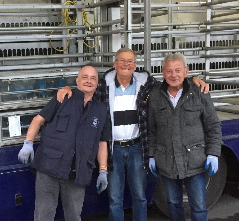 John Best with the NFC team at the Sheffield marking station loading the birds - Take note of the built-in watering system