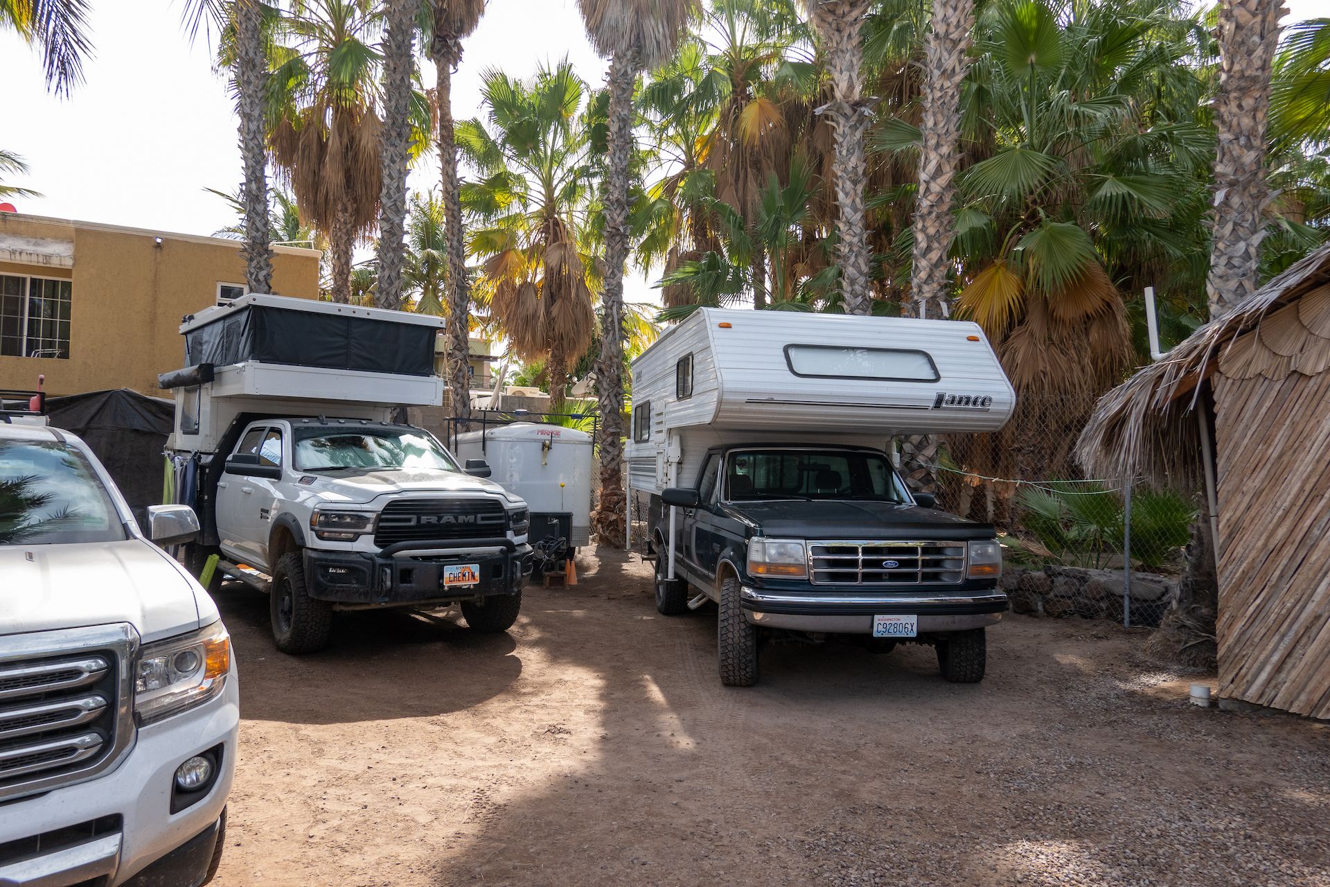 Our truck next to Will and Beth’s Ford at the campground in Loreto