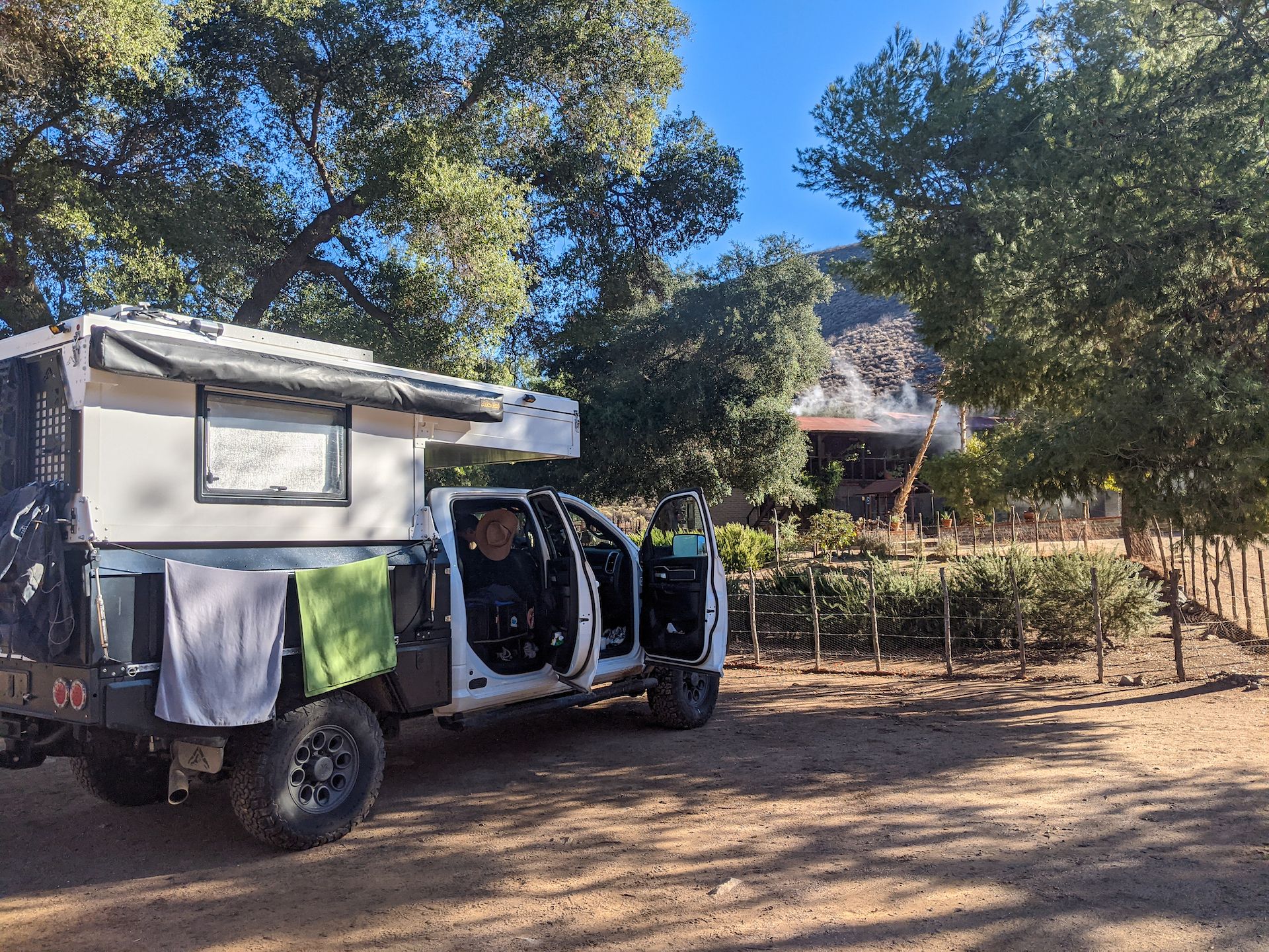 Our truck in front of the lodge