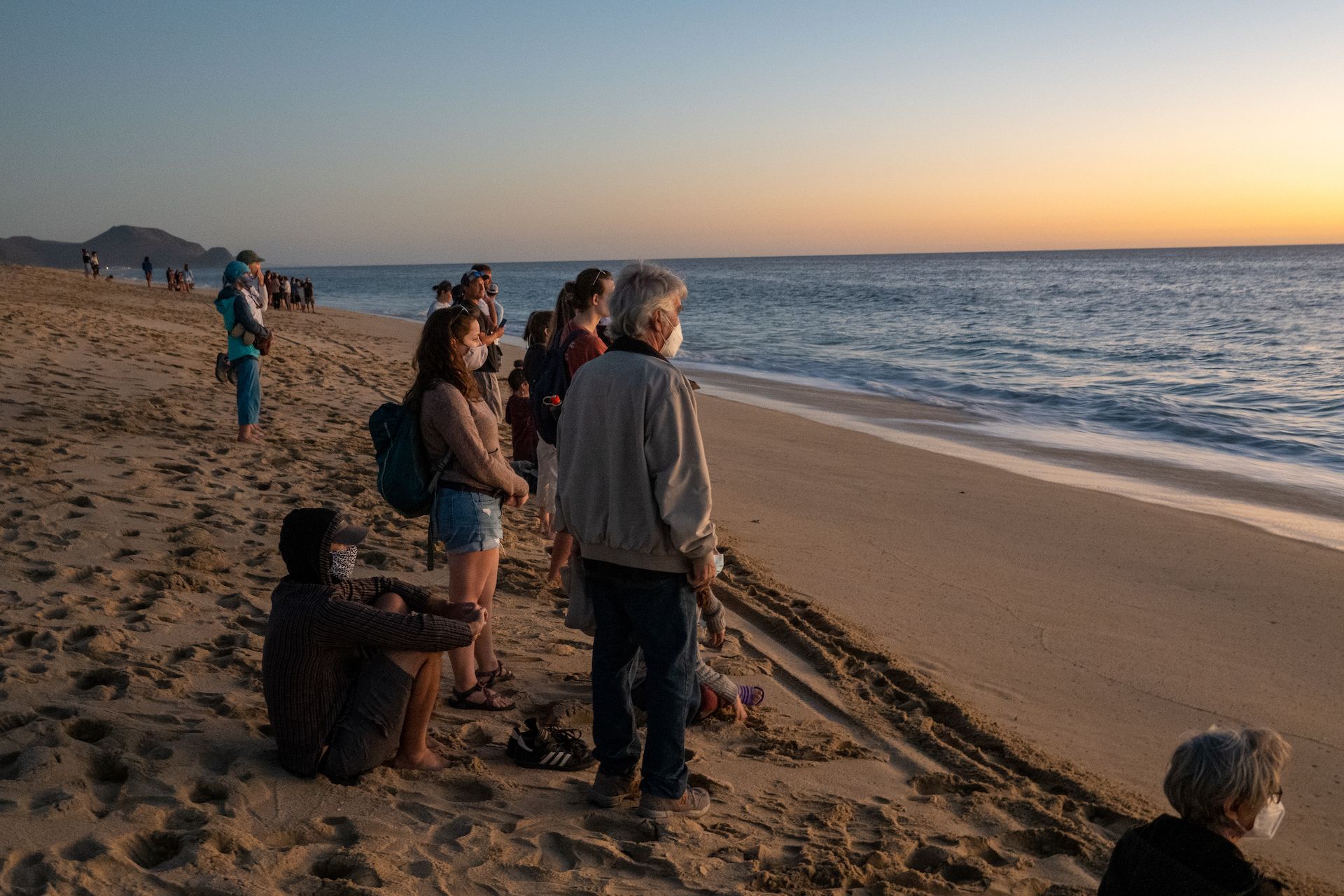 Sunset crowd on the beach