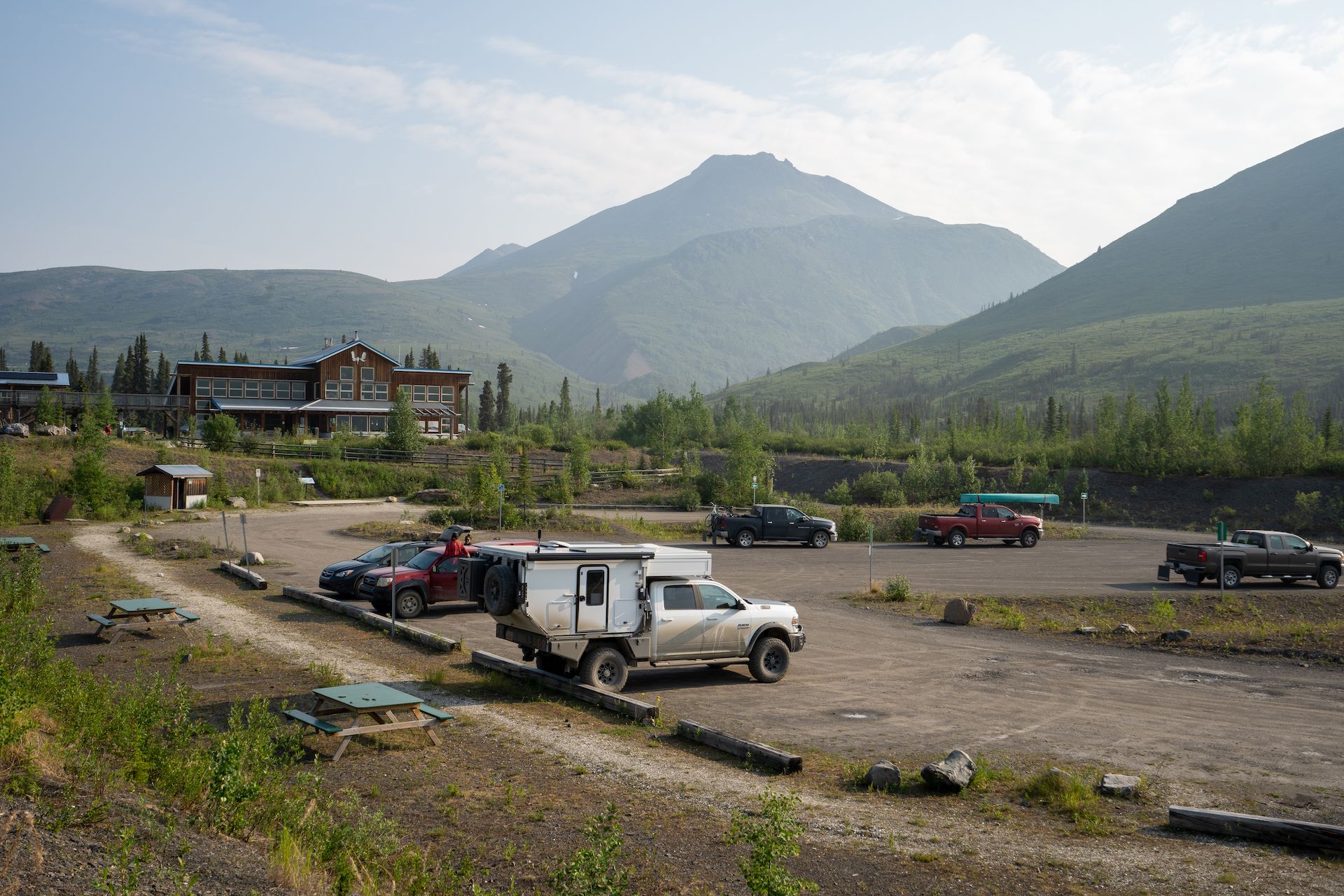 Parked at the visitor center with the haze in the distance