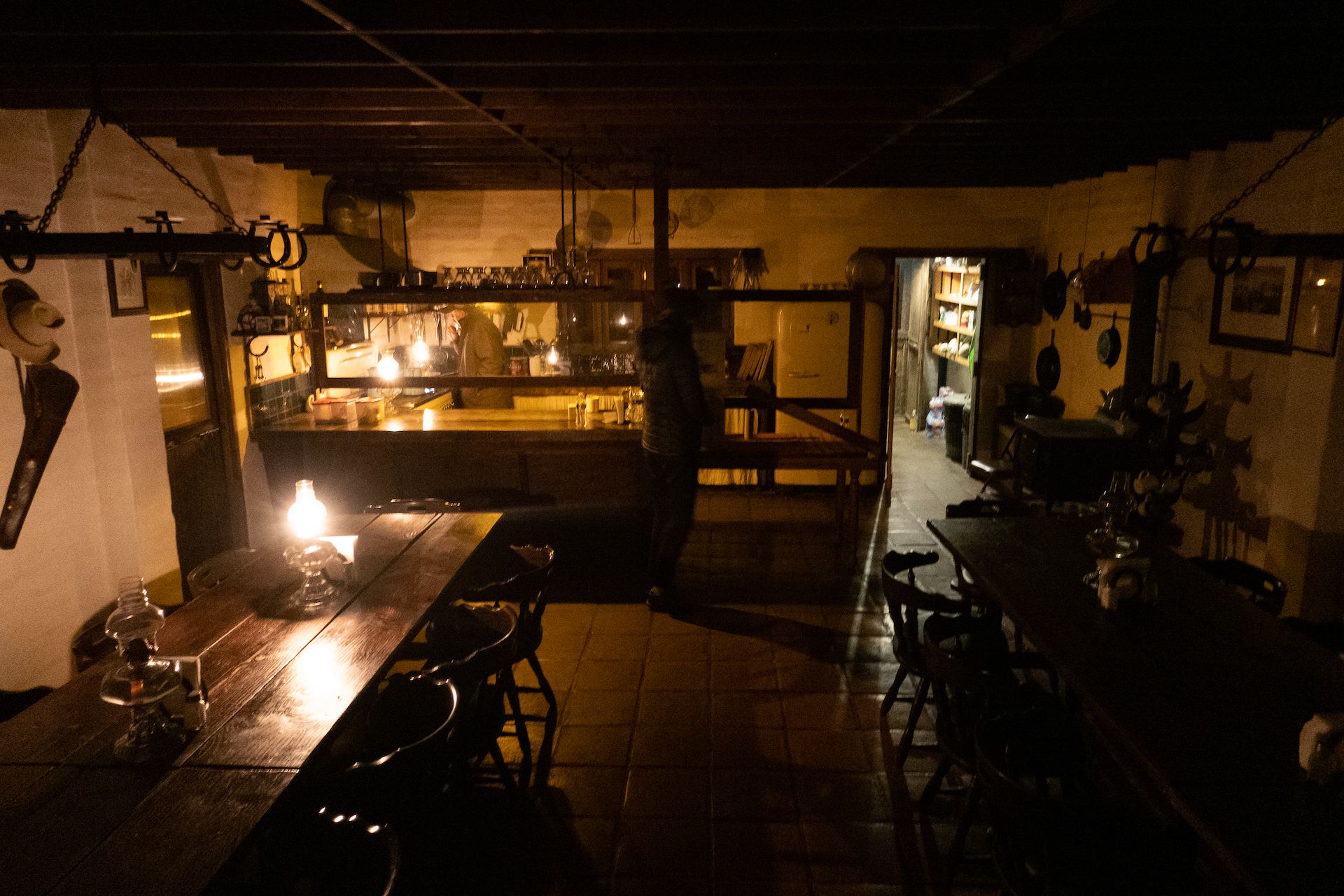 The dining room inside the lodge