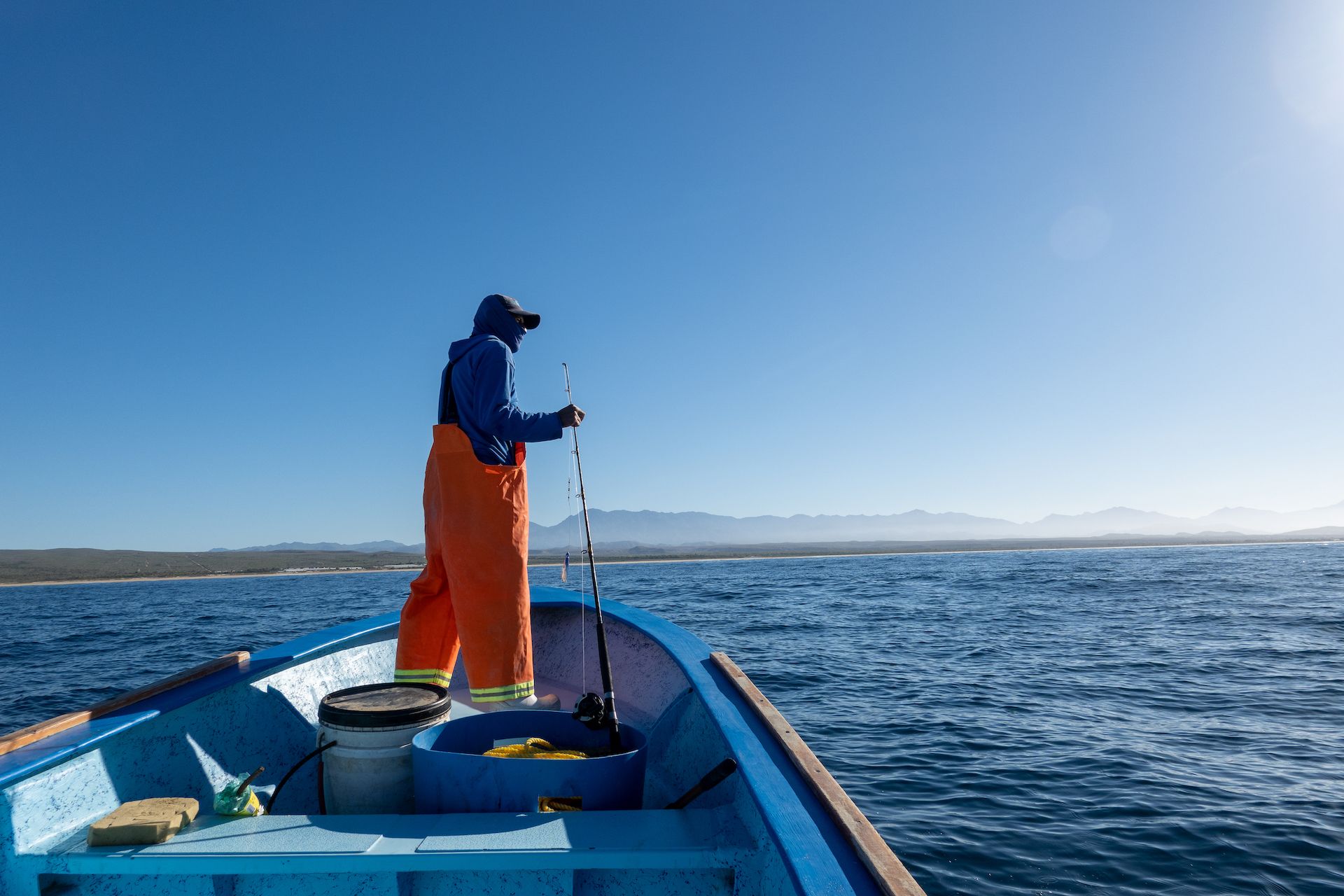 Our captain’s outfit matches the boat.