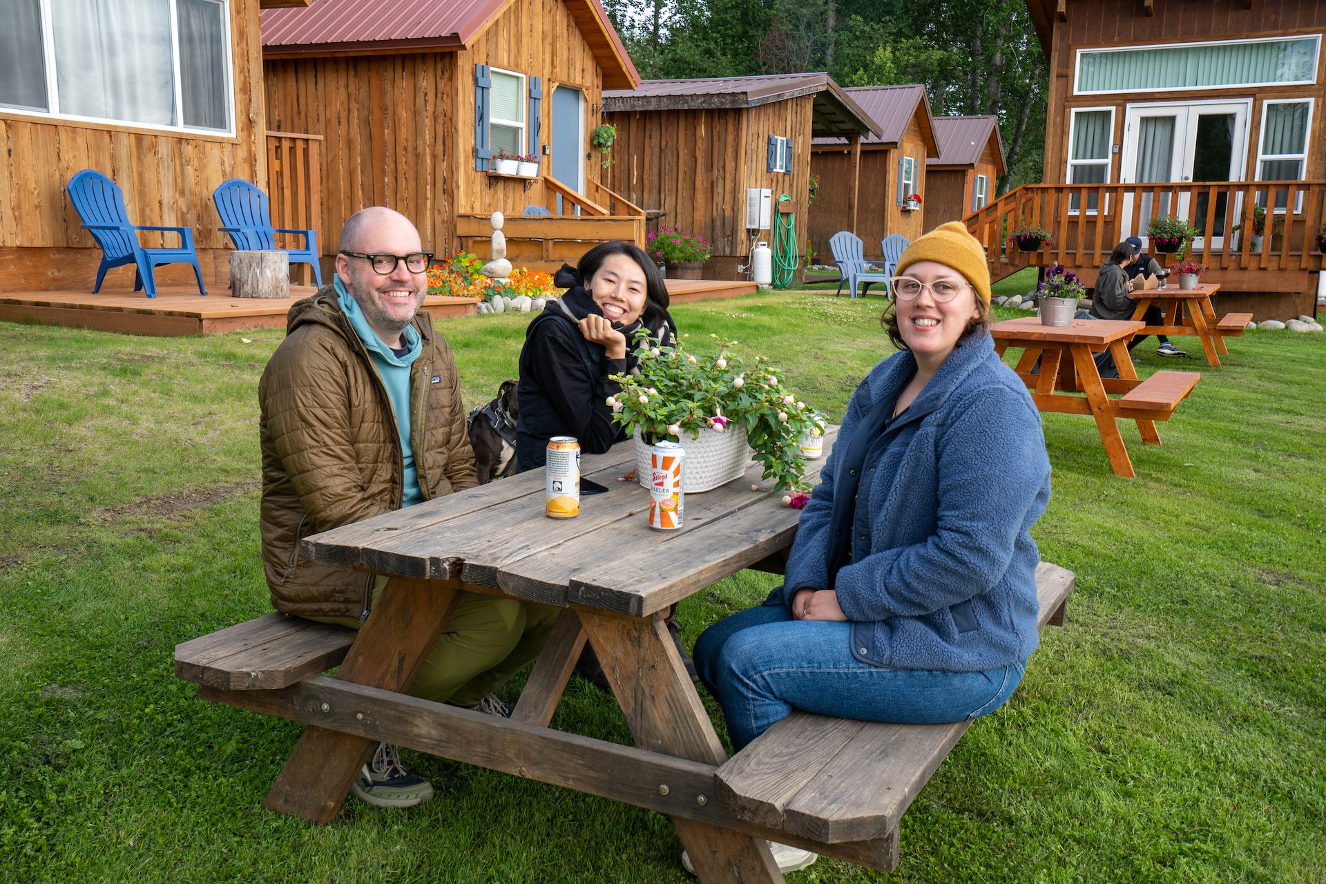 Renda and David outside of their cabin in Talkeetna, a short 45-min drive from Willow