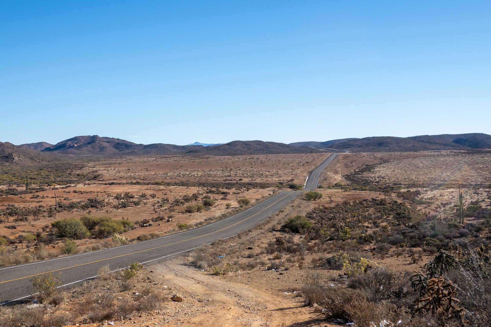 The long drive ahead through the desert