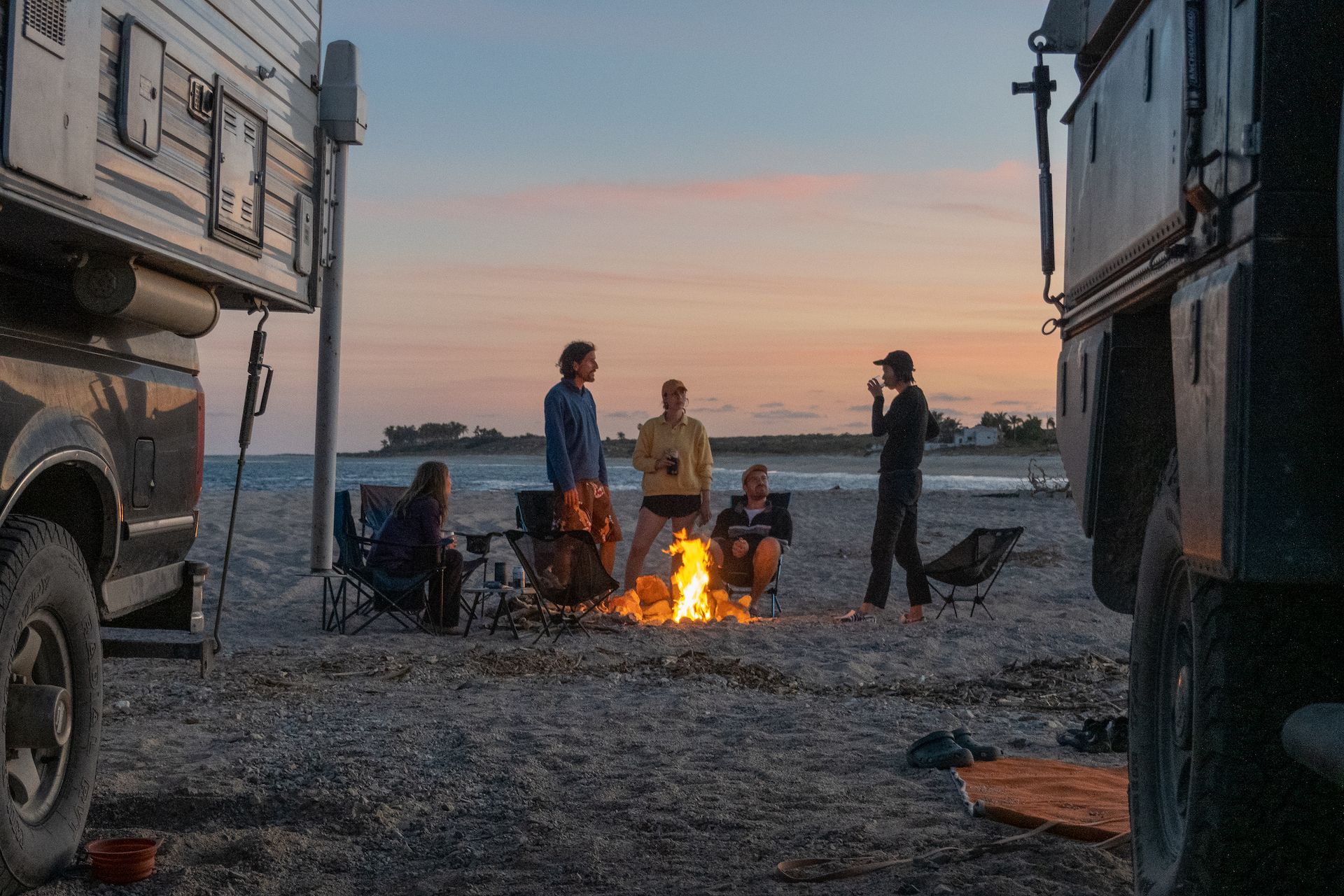 Hanging by the campfire.