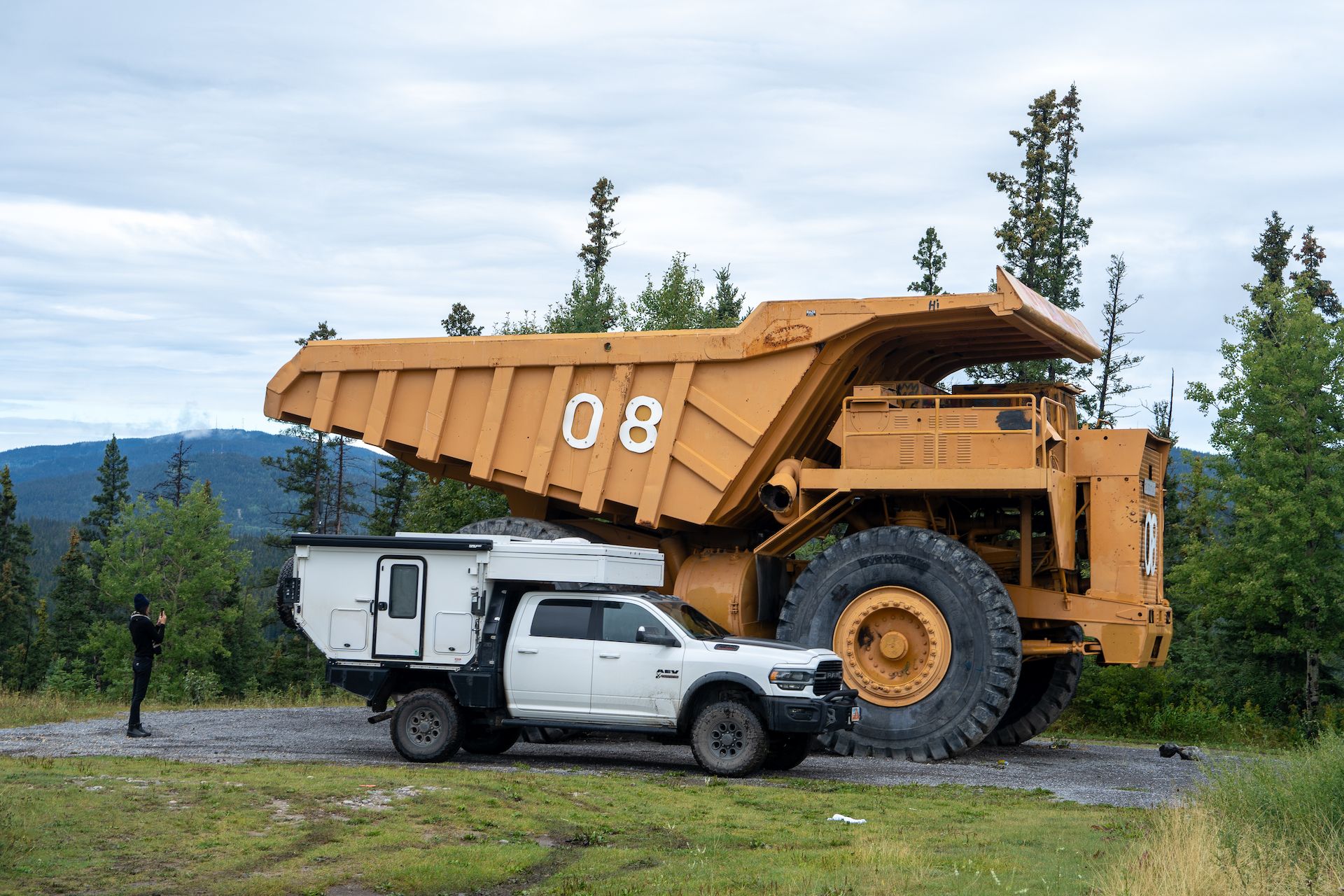 We found a pretty impressive retired mining truck and had to stop to compare Chemin blanc with this beast!
