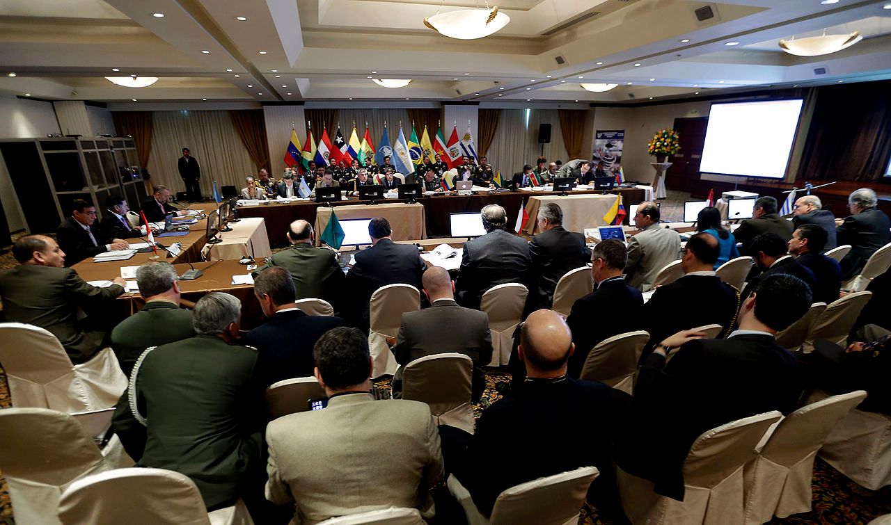 The Vice Minister of Defense Policies, Mario Sánchez Devernardi, presides over the 8th Meeting of the Executive Body of the South American Defense Council (UNASUR) held in Lima, Peru, 2013.