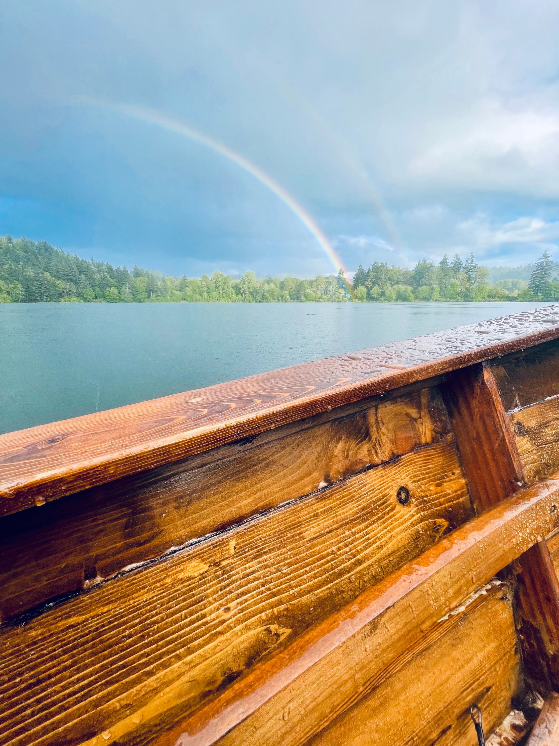 (Double?) rainbow at the lake, May 6, 2024