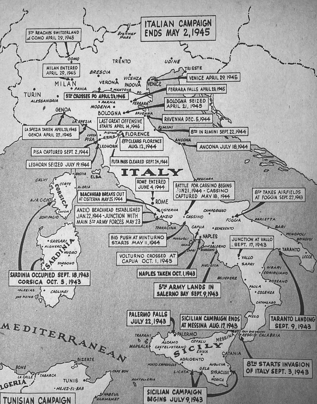 Map located in the Box 17, 10th Mountain Infantry Division Papers, 1940–1990, United States Army and Heritage Education Center, Carlisle, Pennsylvania.