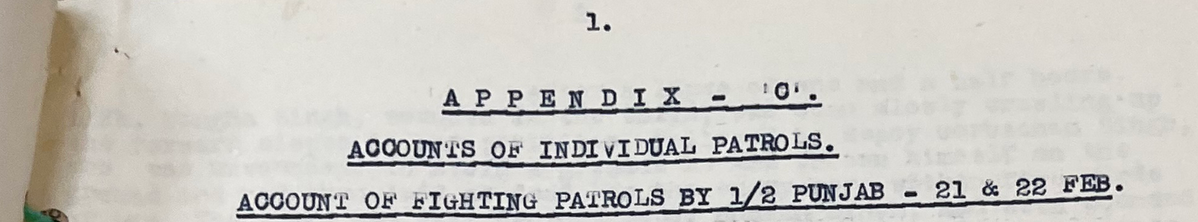 Patrol report located in WO 204/7223 at the National Archives in London, England.