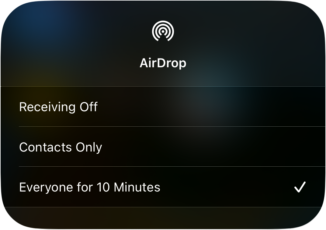 AirDrop now allows a 10-minute window for file transfer between strangers