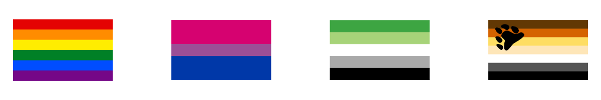 flags for the LGBT, bisexual, aromantic and bear communities