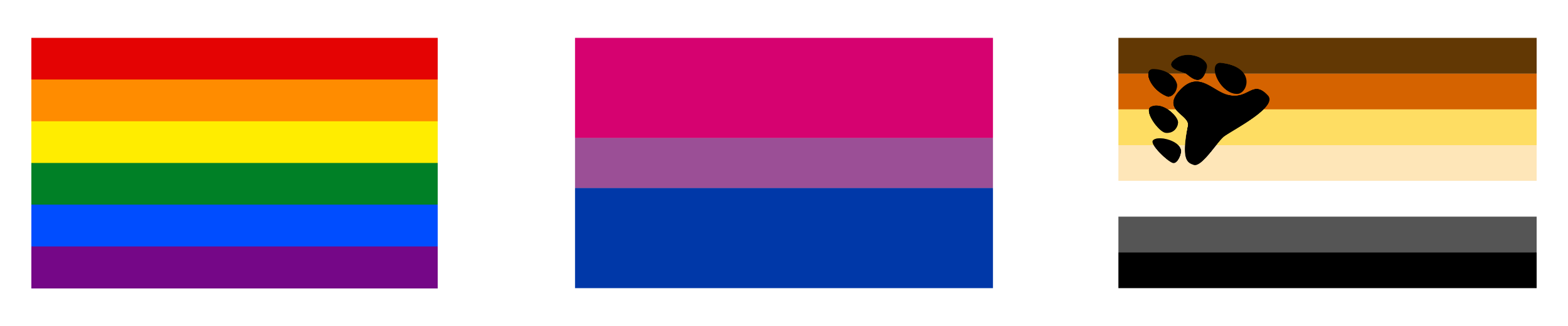 flags for the LGBT, bisexual, and bear communities