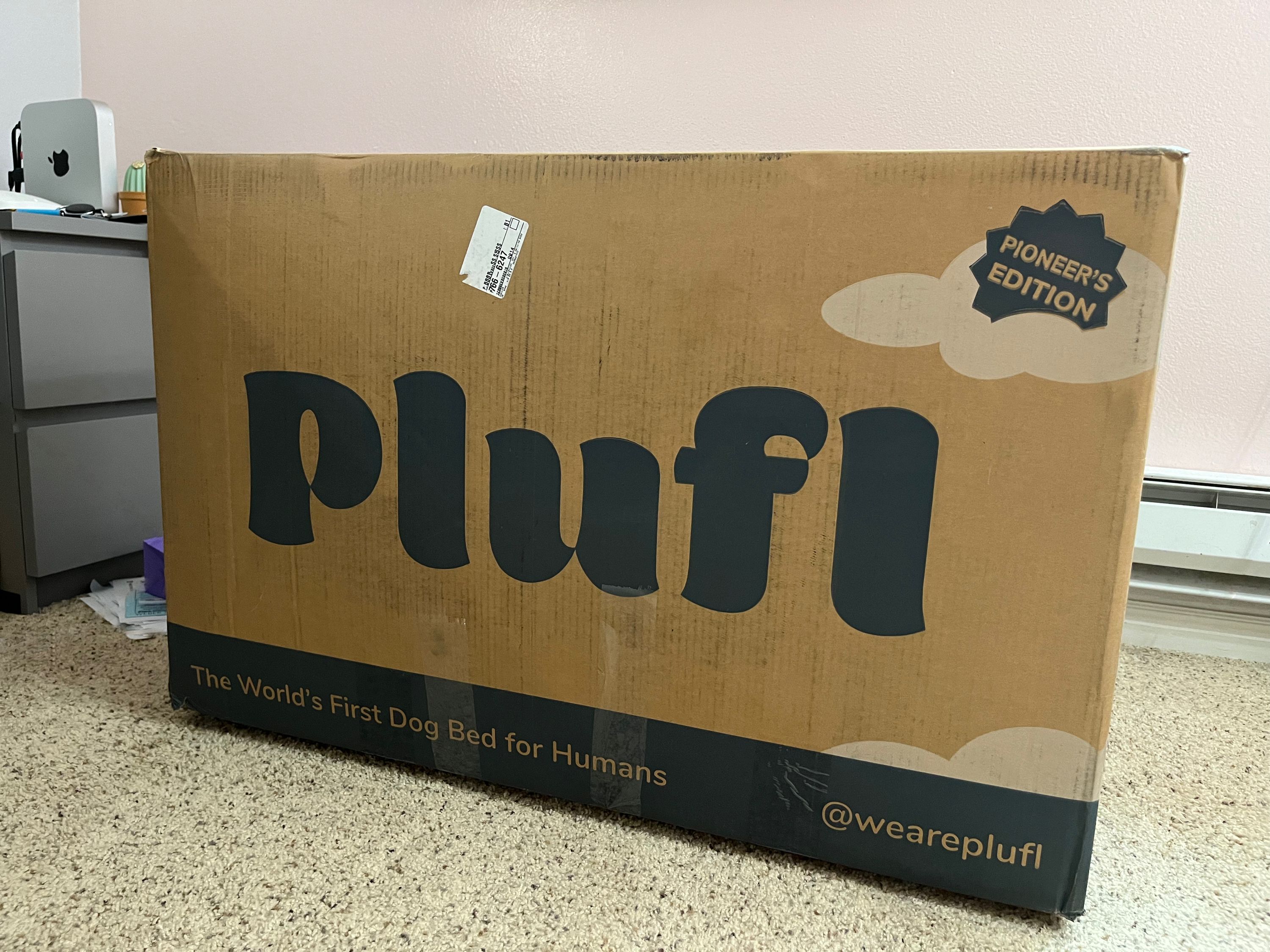 The box my Plufl arrived in. Believe me, it’s a lot more compact in-box than it is fully assembled.