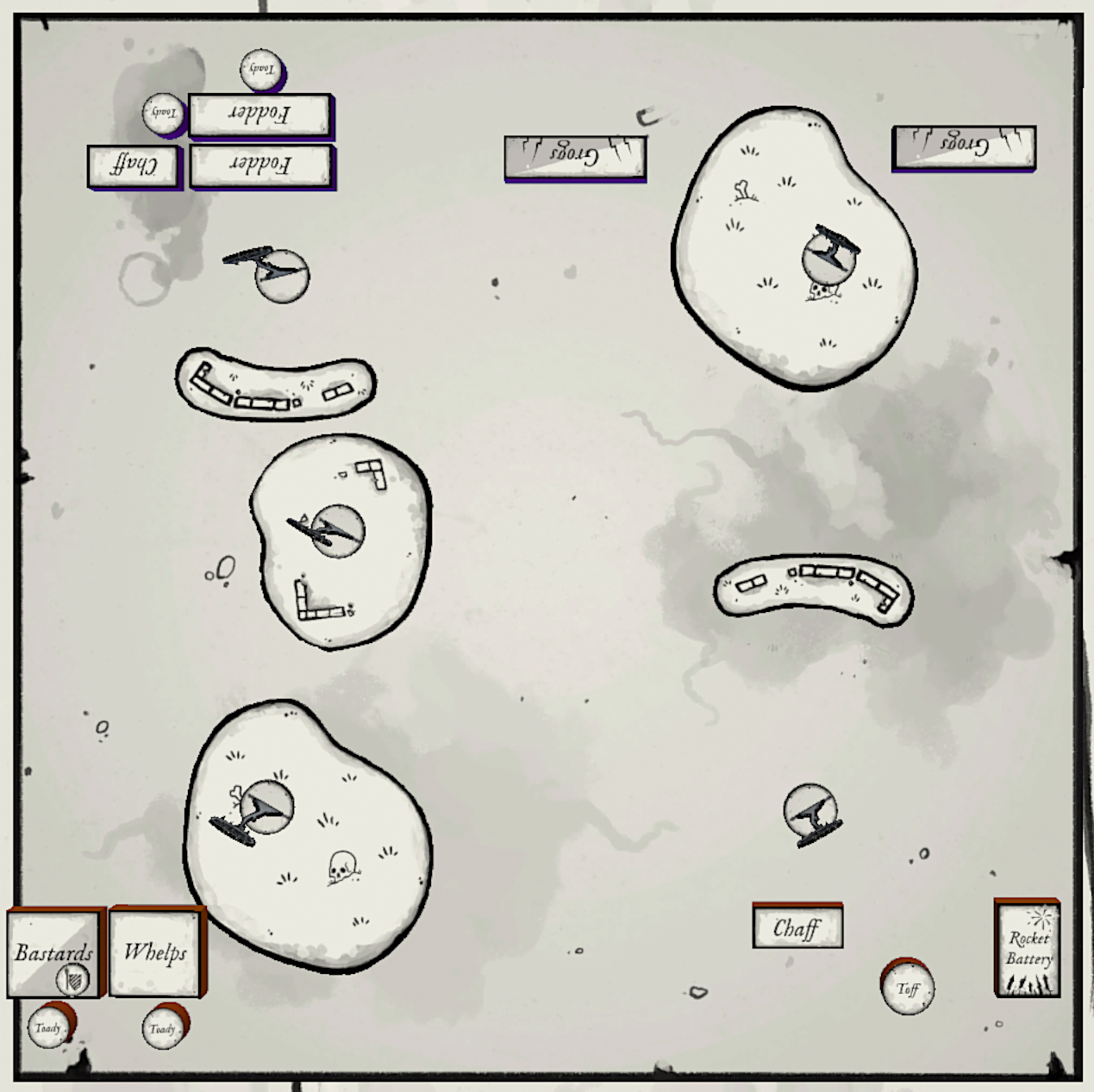 Rocket’s Vs. Slugs on 3’x3’, Slugs have the initiative
