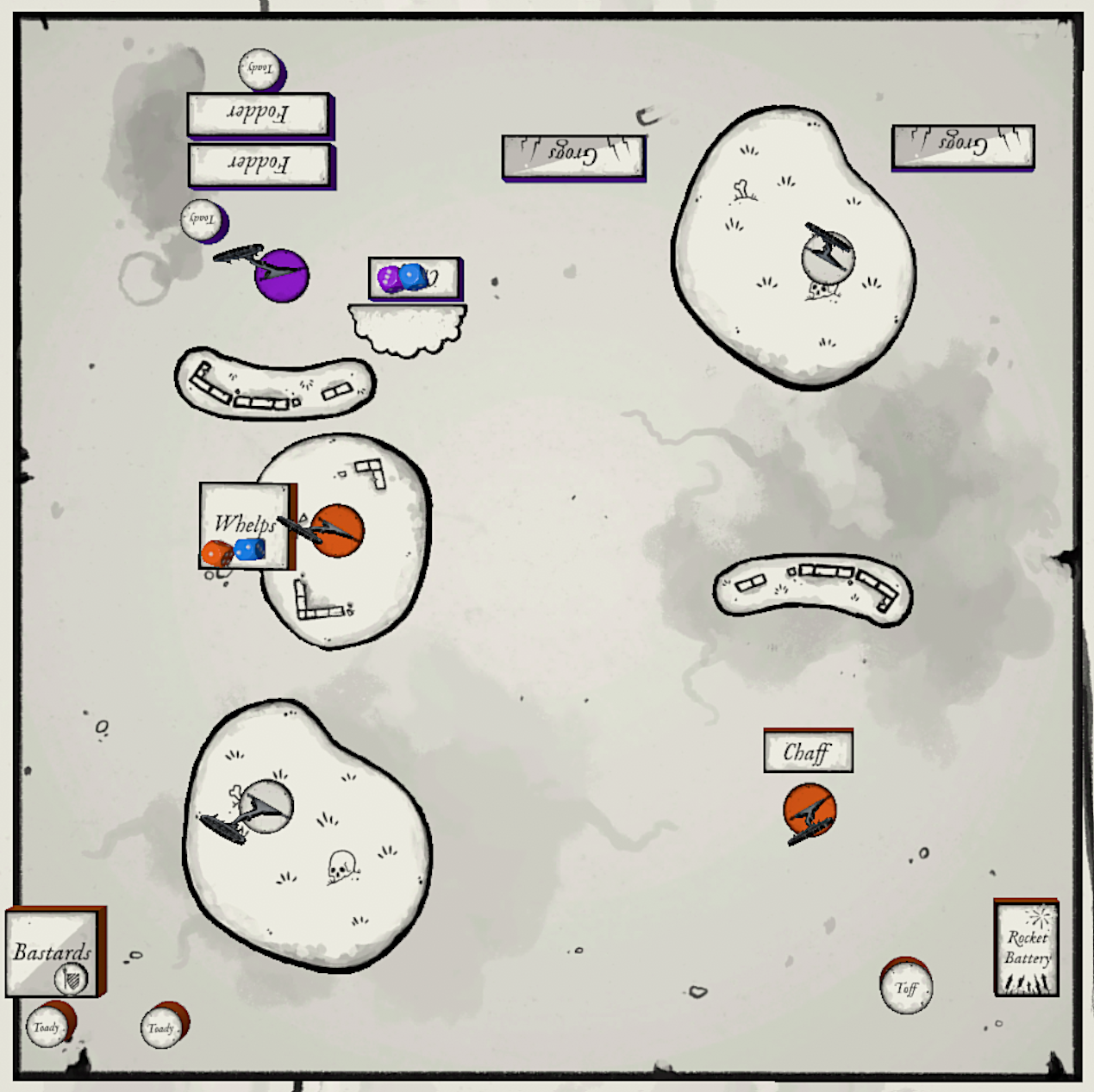 Chaff take, Whelps charge, deciding where to dash