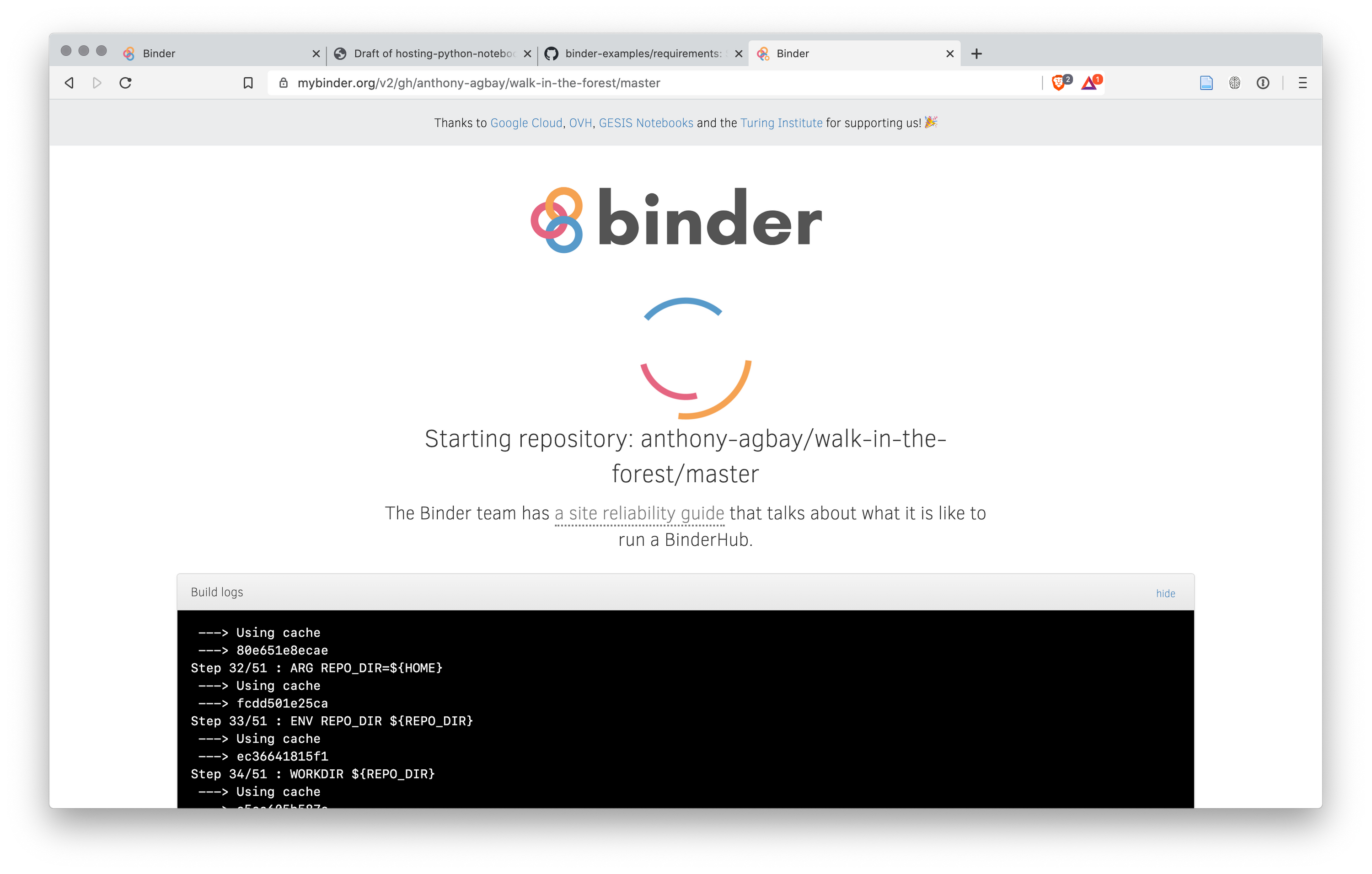 Example of Binder landing page.