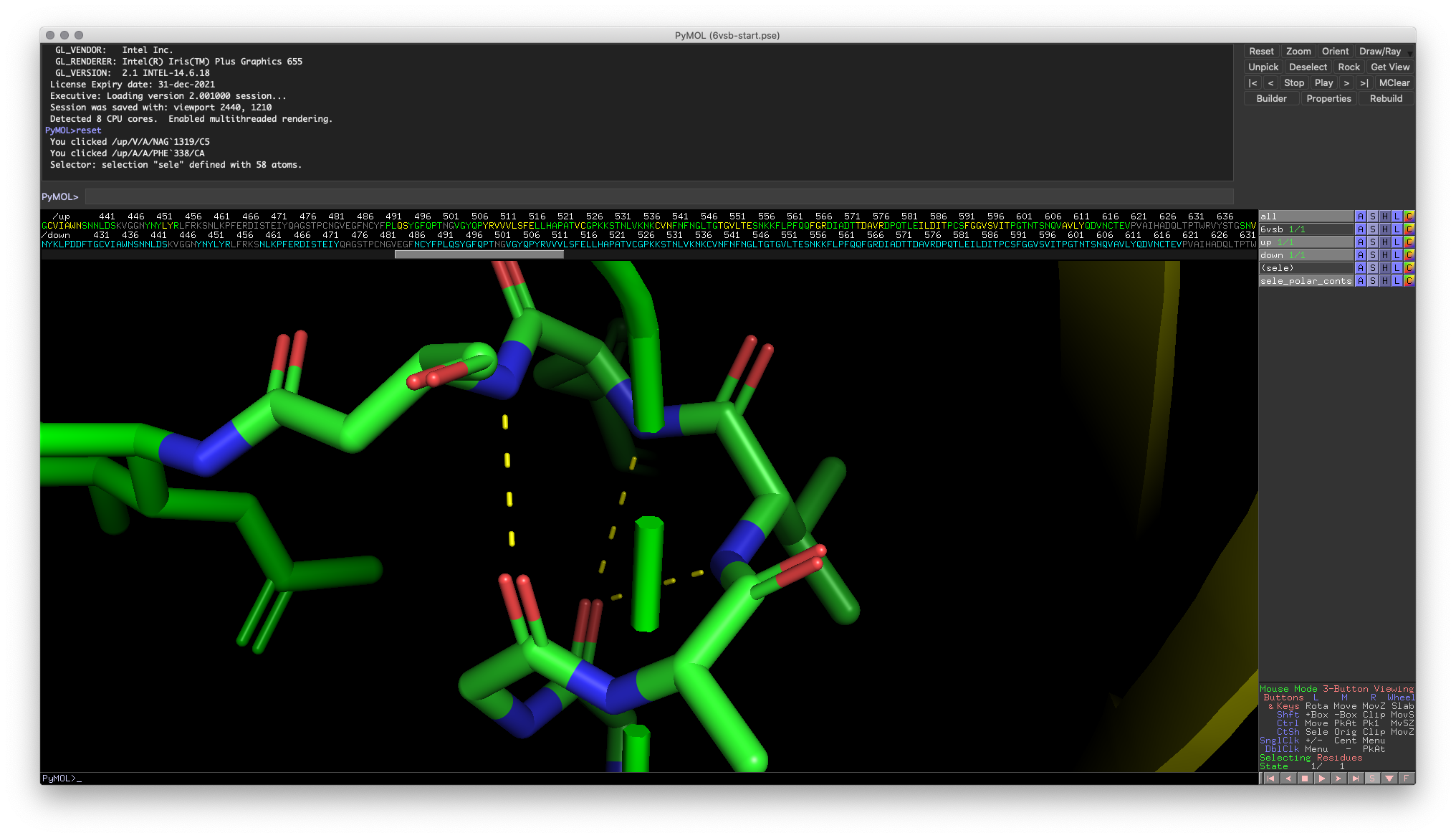 Fig. 3: Polar contacts in target helix