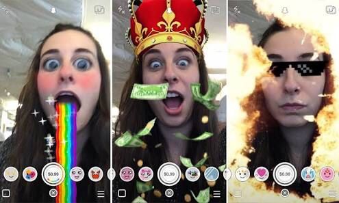 ตัวอย่าง filter รูปภาพแบบ Real Time ของ Snapchat จาก VRScout