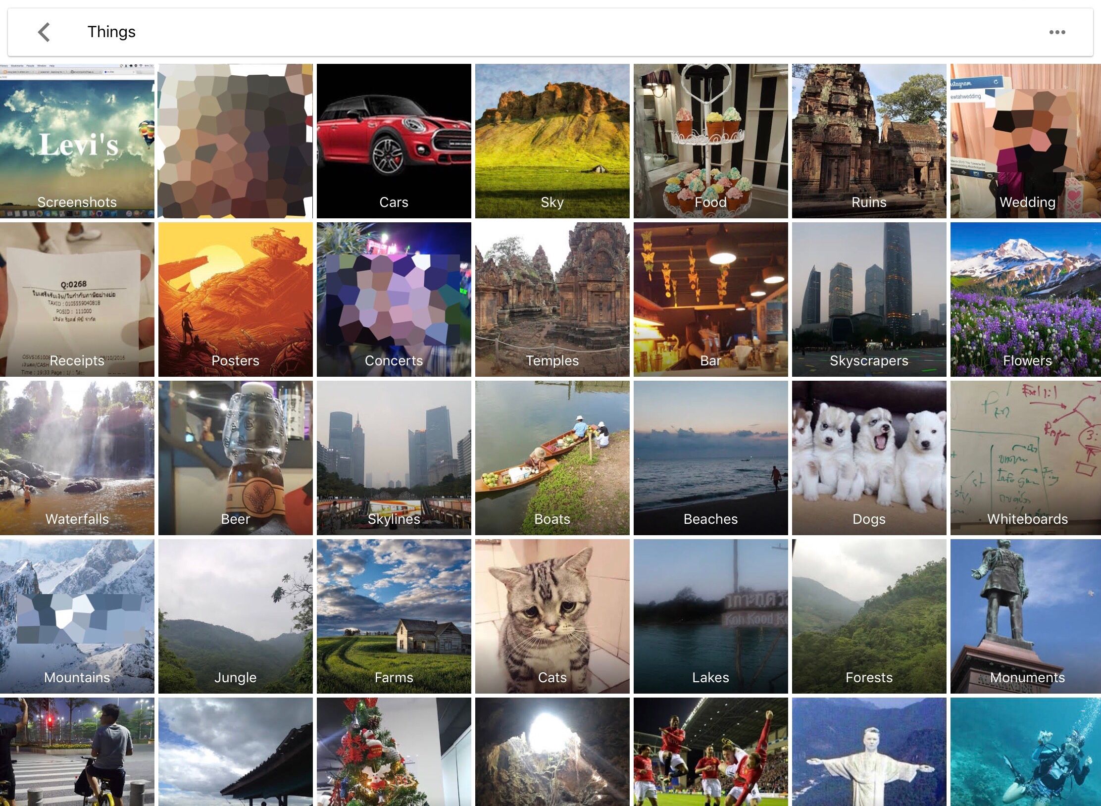 ตัวอย่างการแยกแยะข้อมูลในรูปภาพของ Google Photos