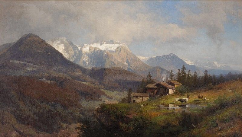 An Alpine Village, by Hermann Herzog