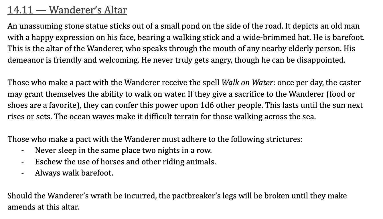 Description of Hex 14.11 — Wanderer’s Altar.