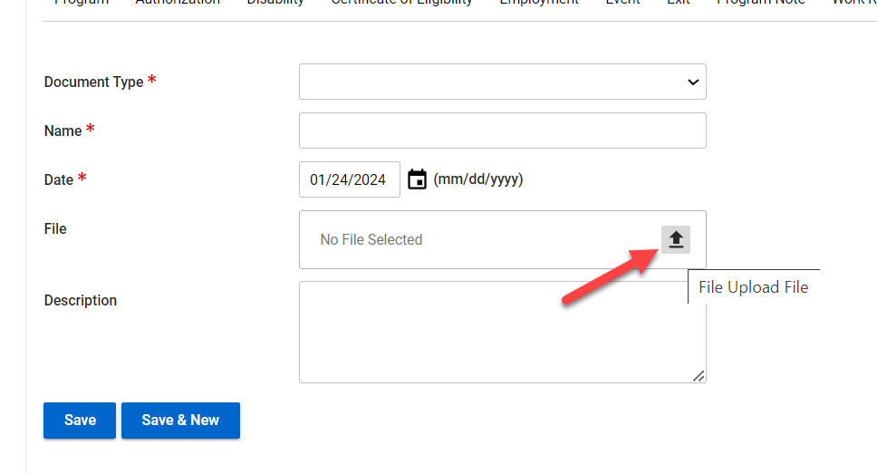 Document Type Upload Form