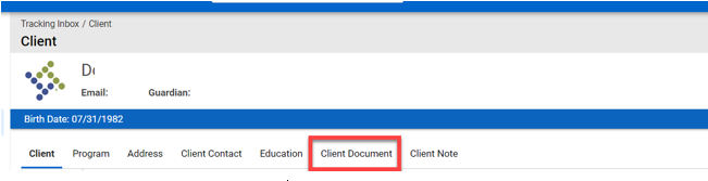 Client Document Tab