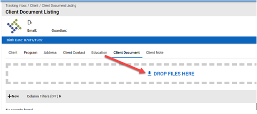 Client Document Upload; Drop Files