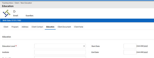 Client Education Form