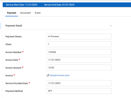 Payment Form Displaying Status