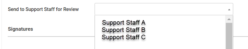 Send to Support Staff to Review