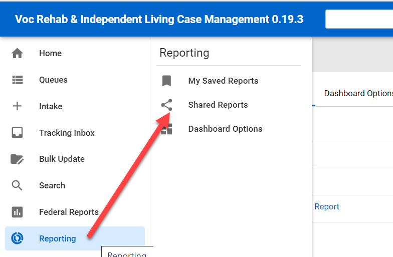 Menu > Reporting> Shared Reports