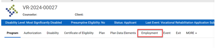 Employment Tab