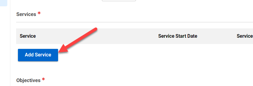 Add Services Button