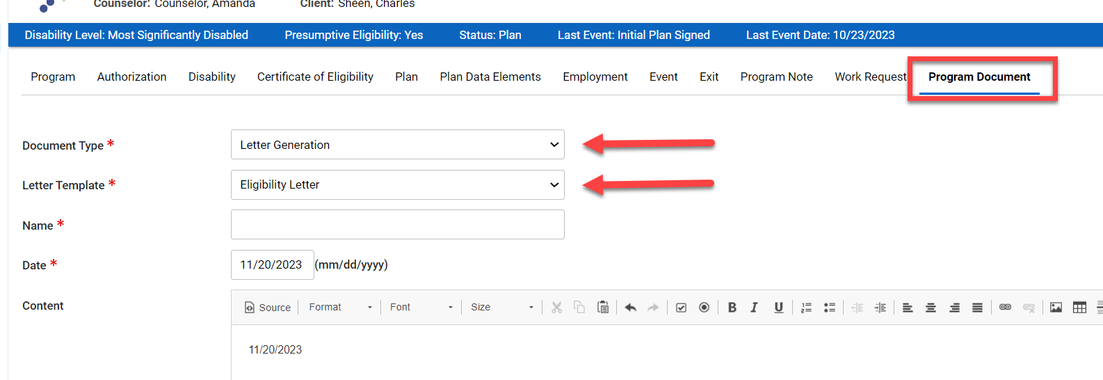 Generating an Eligibility Letter