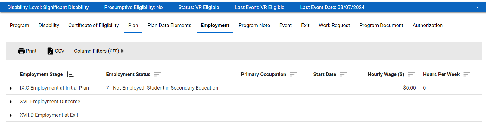 Employment Listing