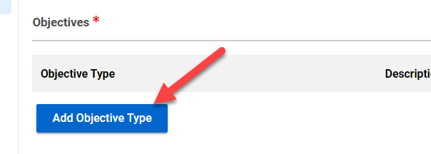 Add Objective Type Button