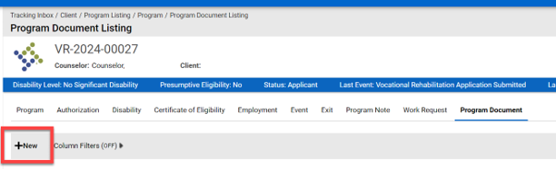 Program Document Listing; +New