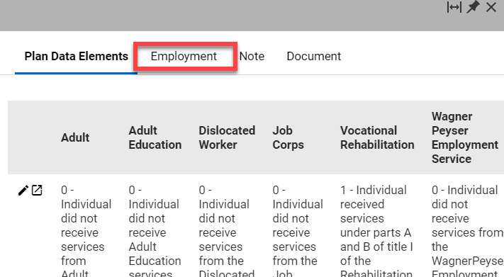 Employment Listing > Employment Outcome 