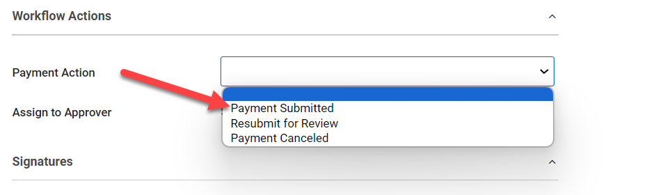 Workflow Actions > Payment Submitted