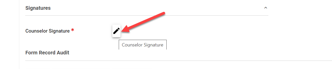 Counselor (Case Manager) entering signature 