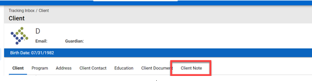 Client Note Tab