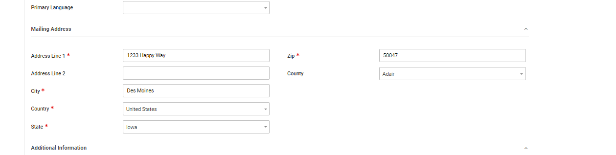 Client Form Address Fields