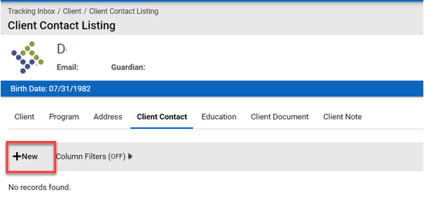 Client Contact; +New