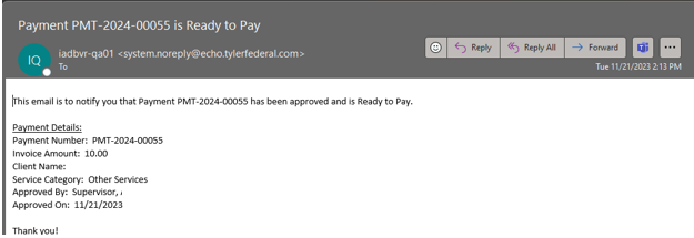 Email for Ready to Pay