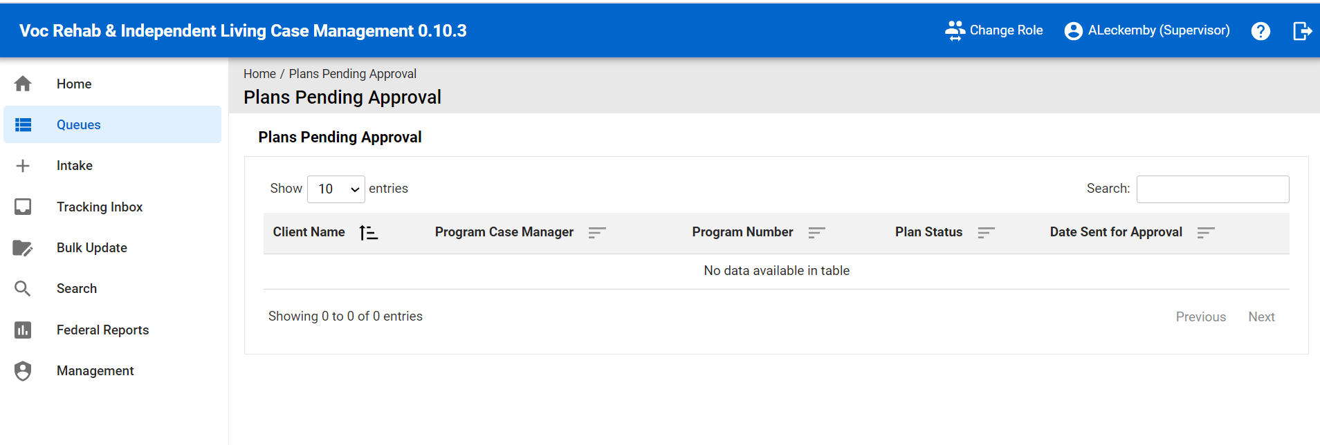 Plans Pending Approval Queue Listing