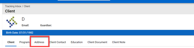Client Address Tab